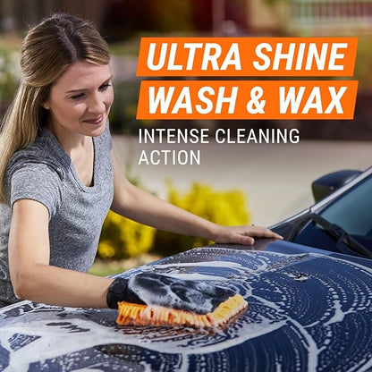 Armor All Car Wash Kit - Complete 3-Piece Car Cleaning Set with Car Wash Soap, Wax, Microfiber Mitt & Drying Towel, Gift for Dad