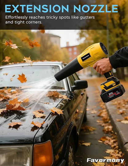 Cordless Leaf Blower, Electric Handheld Blower 600,000 RPM for Lawn Care, Christmas Tree Cleaning, 2×4.0Ah Batteries, Extended Nozzle, Lightweight Mini Leaf Blowers for Patio, Yard, Car Drying
