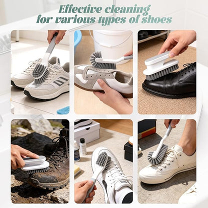 3-Piece Multi-Functional Cleaning Brushes Set - Shoe Brush, Laundry Brush, Scrub Brush for Bathroom, Toilet, Kitchen, Durable Bristles, Comfort Grip Handles