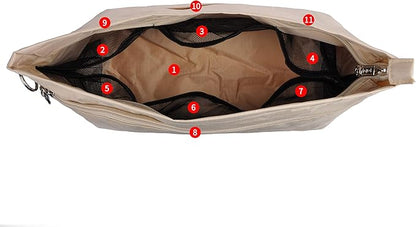 Vercord Handbag Purse Tote Pocketbook Organizer Insert Zipper Closure 11 Pockets 3 Sizes Many Colors