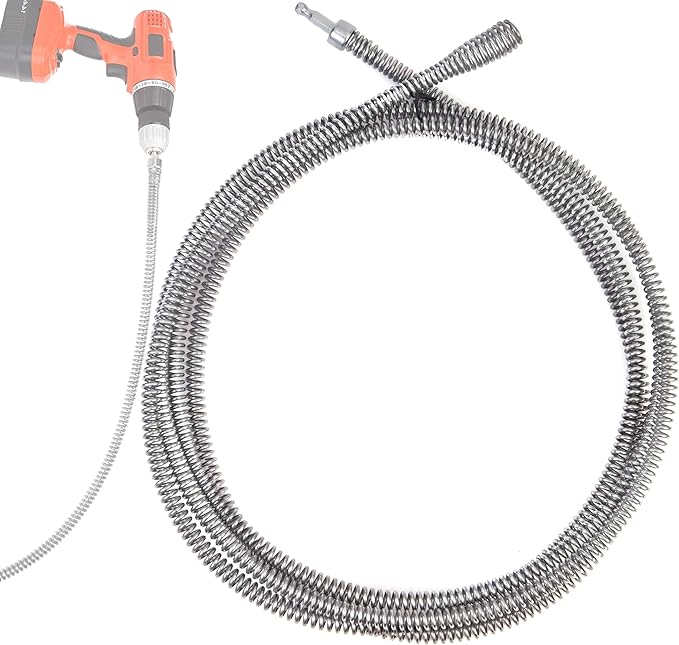 9.8 FT Drill Drain Snake,Sink Unclogging Tool That Can Be Connected To An Electric Drill, Hair Catcher Drain Snake,Drain Auger Drill Attachment,Drill Snake For Plumbing