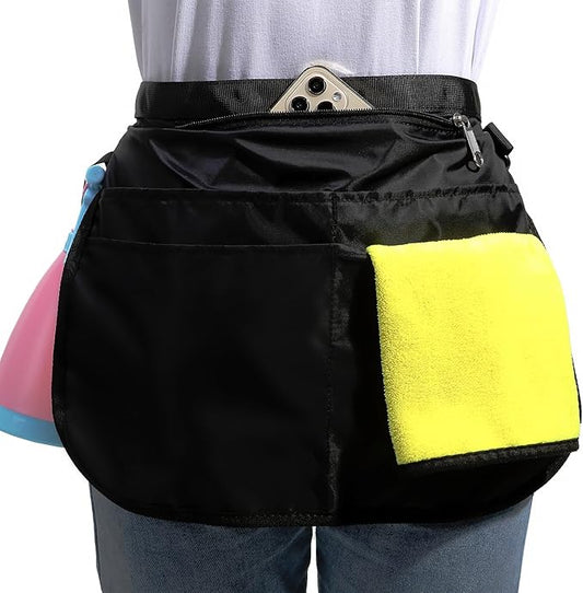 Bafelia Small Size Cleaning Caddy Apron for Women with 5 Pockets, Professional Waterproof Cleaning Supplies for Housekeepers