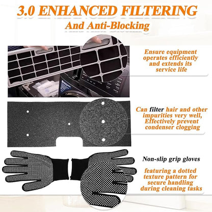 7 Pcs Dryer Vent Cleaner Kit for GE Washer Dryer Combo, WH01X35719 Lint Filter Replacement Upgraded Washable Sponge for Models PFQ97HSPVDS, Dryer Vent Brush and Dryer Vent Vacuum Hose ﻿