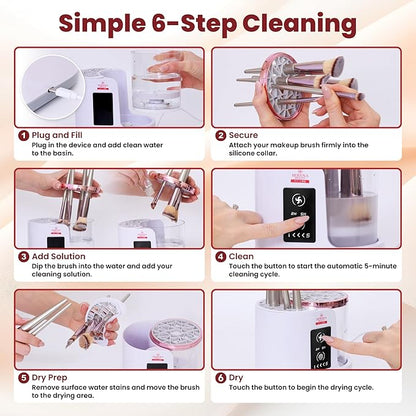 3-in-1 Electric Makeup Brush Cleaner Machine – Automatic Make up Brush Cleaner & Dryer, Portable, USB Powered, 5 Min Auto-Cycle To Clean | Dries Multiple Brushes in 2H -5H Drying Cycle.
