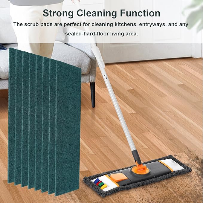 18in Reusable Scrub Mop Pads: 6 Pack Washable and Scrubbing Replacement Pads Compatible with Bona, Rubbermaid and Libman Microfiber Mops