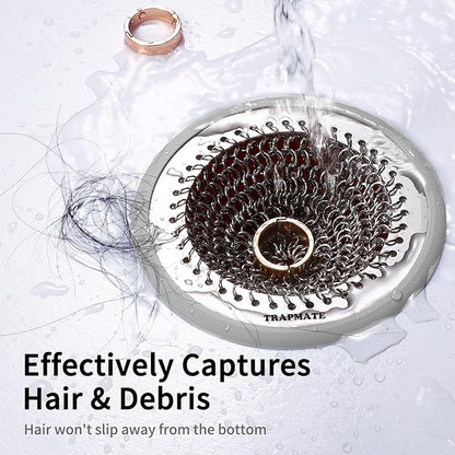 TRAPAMTE Shower Drain Hair Catcher, 4.7" Fast Drainage Shower Drain Cover, Anti-Slip Stainless Steel Drain Protector for US Standard Flat Drains of Bathroom Floor and Shower Room (Patented Product)