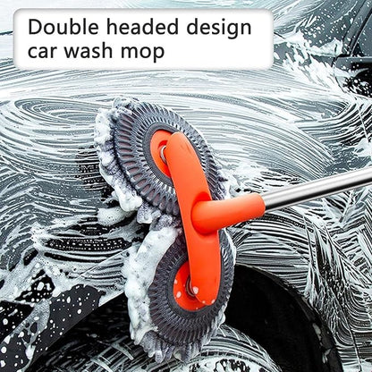 Retractable Car Wash Brush with Long Handle, Rotatable Long Handle Car Cleaning Kit, Brush Duster Scratch Free Cleaning Tool, Car Windshield Window Cleaning Kit, Microfiber Car Duster Dry Towels (2)