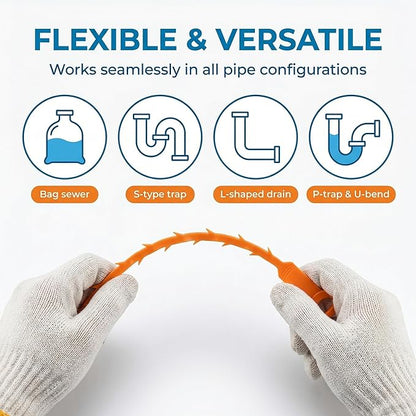 20 Inch Drain Snake, Drain Clog Remover – Reusable Flexible Snake Drain Hair Removal Tool for Sink, Drain Snake Hair Removal – Easy Use Plumbing Unclogger for Toilet, Bathroom Tub & Sewer (10 Pack)