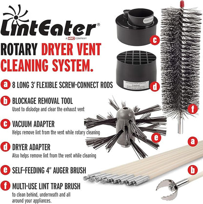 Gardus RLE24 LintEater Rotary Dryer Vent Cleaning System, Removes Lint, Extends Up to 24’
