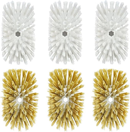 Dish Brush Refill Head for OXO Soap Dispensing Dish Brush, Dishwashing Brush Head Replacement, 3 Pack Khaki+ 3 Pack White