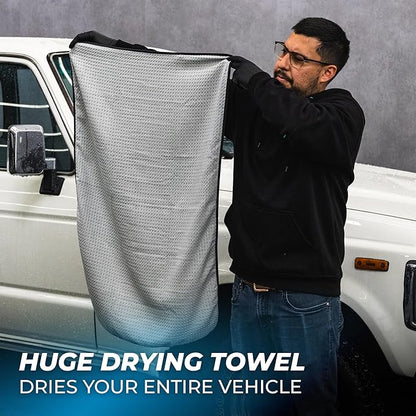 The Rag Company - Complete Car Cleaning Kit - Includes Car Wash Soap, Wheel Cleaner, Interior Car Cleaner, Wash Mitt + Pad, Drying Towel, Microfiber Towels, Wheel Brush - 10 Piece Kit