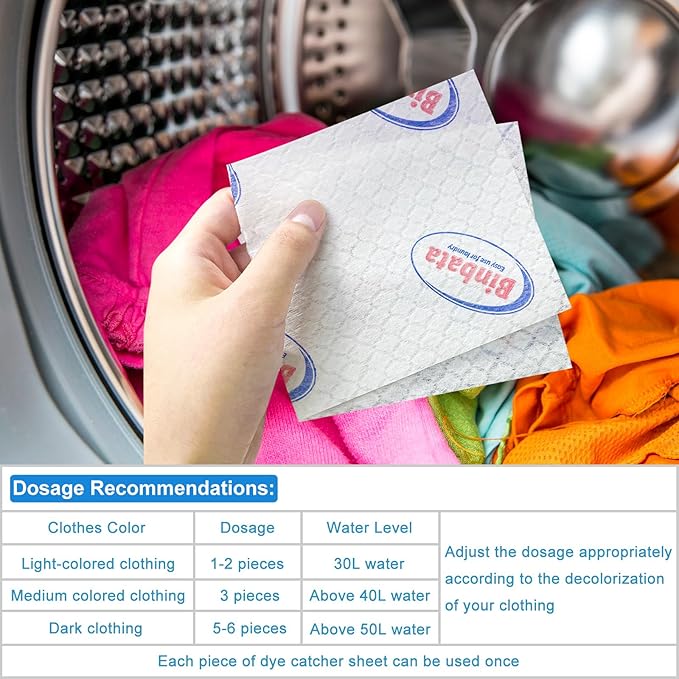 Binbata Color Grasper for Laundry 76 Count, Fragrance Free Dye Catcher Essential for Home Use, Dye Guard Grabber Sheets for Laundry in-Wash Sheets