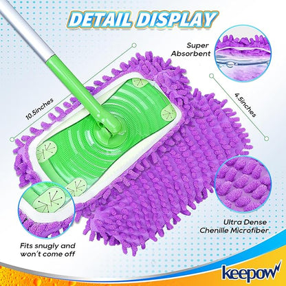 KEEPOW Mop Slippers Shoes Microfiber Floor Cleaning Tool House Mop Socks Shoe Cover Mopping Slippers Shoes Cover Soft Washable Reusable Foot Socks for Women Men Floor Cleaning Tool (5 Pairs)