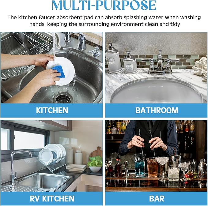 Teenyyou 2 Pcs Faucet Mat for Kitchen Sink Splash Guard for Kitchen Sink Faucet Dish Drying Mat for Bathroom Sponge Holder (Gray and Black,1 Oval Hole)