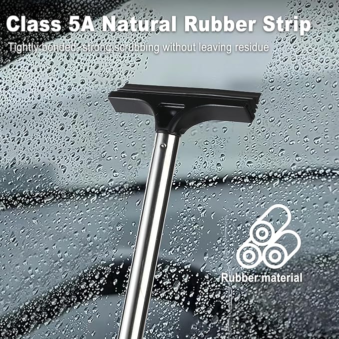 Car Rear View Mirror Wiper, 38.58 In Handle Car Window Squeegee, Retractable Auto Glass Squeegee, Portable Mirror Cleaner Tool for Auto Glass Water Removal Fog Snow (Black)