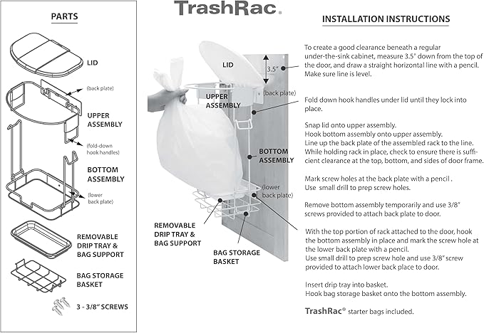 82215, 5 Gallon Trash Rack Frame System (13-1/4" W x 8"D x 18-1/2"H)