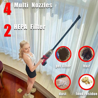 Cordless Vacuum Cleaner for Milwaukee M18 Battery,Wireless Handheld Power Vacuum Cleaner for Home, Boat, Workshop, Car, Pet Hair, Furniture(Tool Only No Battery)