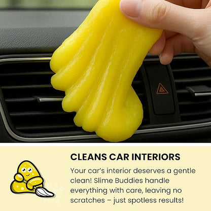 Slime Buddies Car Cleaning Gel Putty - 12 Pack Lemon Scented Interior Detailing Tool for Cup Holder, Air Vent & Keyboard - Reusable Auto Detailing Accessories - Dust Remover Goop - Gifts for Men Women