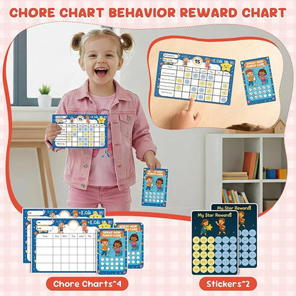 Kids Spray Mop - Chores Chart Set Montessori Cleaning Set Toy with Real Water Sprayer 2PCS Washable Pads and 10PCS Disposable Mop Pads for Ages 3-8 (Pink)