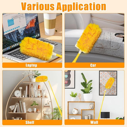 JEHONN Duster Refills for Swiffer 20 Counts, 360 Degree Heavy Duty Dusting Kit with 1 Extendable Handle + 1 Short Handle, Multi-Surface Dust Cleaning Tool for Blinds Bookshelf Furniture Electronics