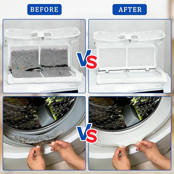 Dryer Vent Cleaner Kit with Dryer Vacuum Hose Attachment, 4-in-1 Multi-Lint Remover Brush, Suitable for Most Aacuum Cleaners for Efficient, Safe, and Thorough Dryer Lint Cleaner Tools (Blue)