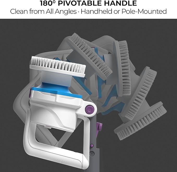 KOKIDO Rechargeable 3-in-1 Pool Brush Head Scrubber - Electric Scrub Brush for Walls, Waterlines, Floors - 3 Brush Heads, 40-Min Runtime, 180° Pivotable Handle, for Inground Aboveground Pools and Spas