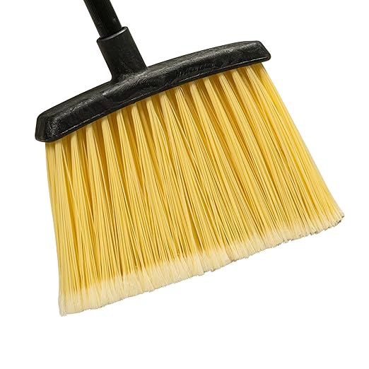 SPARTA Duo-Sweep Unflagged Angle Broom with Stiff Bristles and Angled Head, Heavy Duty Broom for Sweeping on Rough Surfaces, 48" Metal Handle, 1 Count, Natural