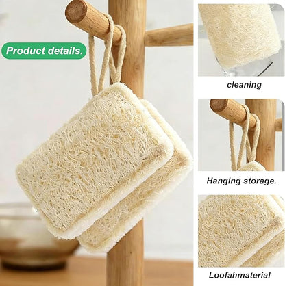 Natural Loofah Sponges, Reusable Natural Sponges for Dishes Multipurpose Loofah Dishwashing Sponges Non Scratch for Kitchen, Sinks, Pots, Pans (5 Pcs)