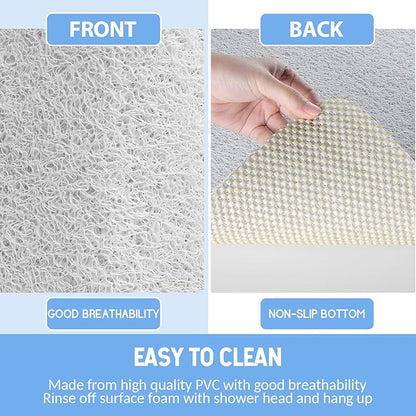 Hargiis Non-Slip Bathtub Mat, 2 Pack Anti Slip Shower Mat, Fast Drying Bathtub Mats, Foot Scrubber Mat, Anti Slip Mat for Tub, Floor, Bathroom, Kitchen, Home, Hotel (White 24"×16"+24"×16")
