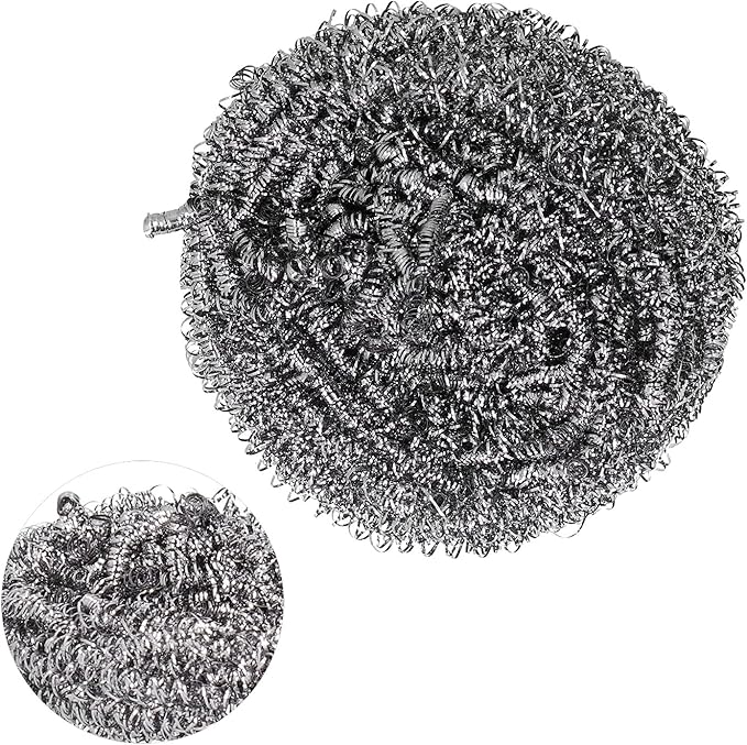 Stainless Steel Scrubber Cleaning Ball Scouring Ball for Pot Cleaner Kitchen Cleaning Tool High Steel Wire Durable Compact Design for Kitchen Bathroom Outdoor Use 7x4cm 25g 1pcs