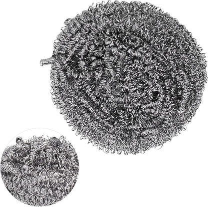 Stainless Steel Scrubber Cleaning Ball Scouring Ball for Pot Cleaner Kitchen Cleaning Tool High Steel Wire Durable Compact Design for Kitchen Bathroom Outdoor Use 7x4cm 25g 1pcs