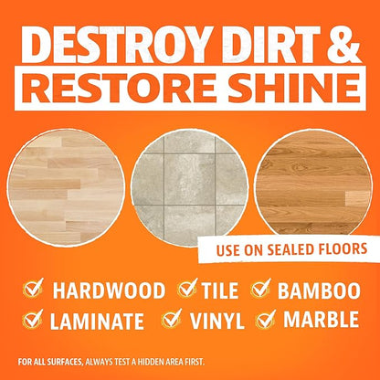 ANGRY ORANGE Hardwood Floor Cleaner - No-Rinse, Pet-Safe, Residue Free Multi-surface Cleaning Solution for Pet Urine, Grime & Everyday Dirt - Made in USA - Citrus Mint - 32 oz - Value 2 Pack