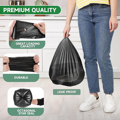 2.6 Gallon Small Trash Bag Bathroom-Black - Mini Garbage Bags Biodegradable 105 Count 10 Liter Unscented Compostable Little Kitchen Office Car Small Waste Basket Liners Bulk Strong Thick Acqkunlo