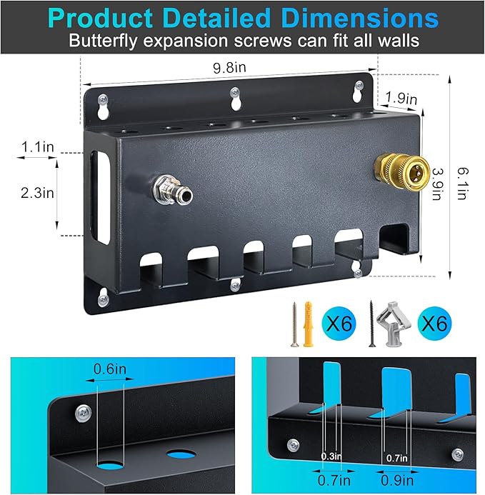 Pressure Washer Gun Holder, Foam Cannon Holder, Wall Mount Car Wash Accessories Storage Rack, Tool Storage Rack for Pressure Washer Gun, Foam Cannon (C-PWGH-F)