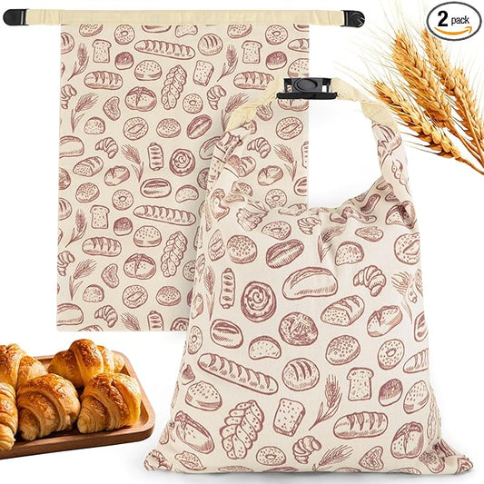 2 PACK Beeswax Sourdough Bread Bags for Homemade Bread, Reusable Cotton Beeswax Bread Bag Portable Waxed Storage All Natural Bees Wax Linen Bag Keep Fresh,13''×17'', 02