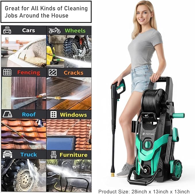 2026NEW Pressure Power Washer 4500PSI with 4 Quick Connect Nozzles, Inlet Hose & Filter, Foam Cannon for Cars/Fences/Driveways/Patios/Home Cleaning, Navy Blue