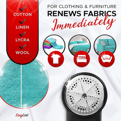 EasyLint Rechargeable Fabric Shaver Lint Remover, Effectively Remove Fuzz, Pills & Bobbles from Clothes, Sweaters, Couch and Furniture, 3-Speeds, 6-Leaf Blade Lint Shaver, LED Display & USB Charging