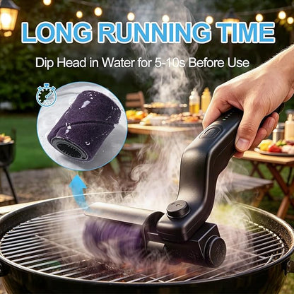 Electric Grill Brush, High Torque Grill Brush with Rechargeable 3-Speed Modes, 180° Adjustable Stainless Steel Replaceable Brush Head, Fit for Outdoor Camping and Barbecuing