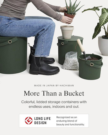 Hachiman Micro Bucket - 0.18 Gallon Heavy Duty Bucket with Lid and Handle - Hands-Free Filling - Easy to Stack and Store - Indoor Outdoor Use - 4.9" x 4.6" - Navy