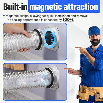 Magnetic Dryer Vent MV-180 Connector Kit, 4 Inch for Tight Spaces, Strong Magnetic Seal, Easy Quick Installation, Improves Airflow & Safety, simple to Clean