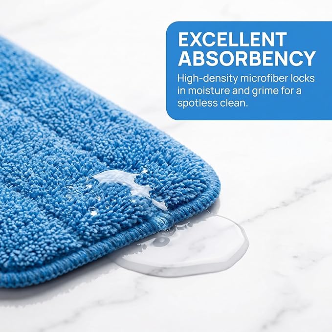 Microfiber Replacement Mop Pad, 18" x 6" Wet & Dry Home & Commercial Cleaning Refills, Reusable Floor Mop Pads (6 Pack) Blue