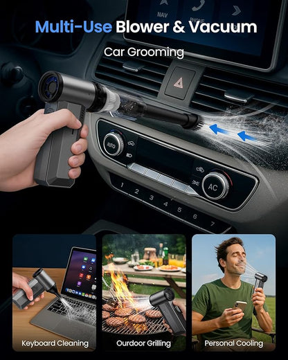 Gaiatop Portable Handheld Turbo Fan, 125500 RPM Electric Air Duster, 35.4m/s Adjustable Speeds Mini Personal Fan, Rechargeable Dust Blower for Keyboard Computer Car Gifts for Men Women Outdoor Travel