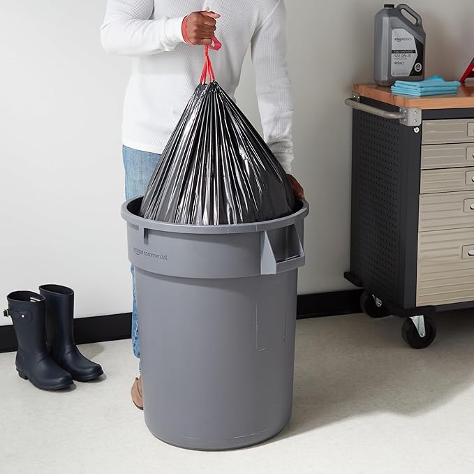 Amazon Basics Trash Bags, 30 Gallon, 50 Count | Drawstring | Multipurpose | Pack of 2