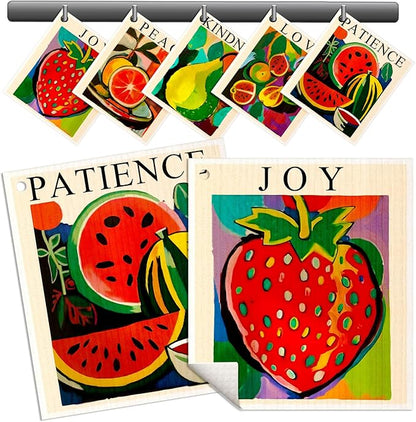 Miss Adola Swedish Dishcloths for Kitchen - 5 Pack Reusable Dish Cloths for Washing Dishes Absorbent Cute Funny Kitchen Towels Cleaning Sponge, Colorful Fruits