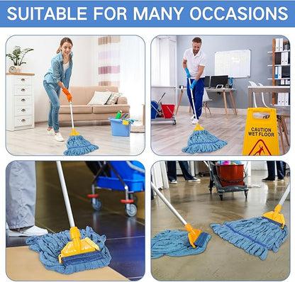 Lallisa 2 Pcs Commercial Mop Head Replacement 18 Oz Tube Microfiber Mop Heads for Floor Cleaning Industrial Mop Heads Blue Looped End Wet Mop Head Refill for Home Commercial Industrial Use