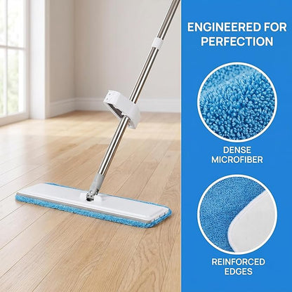 Microfiber Mop Pads, 18.5 x 6.3 Inch Reusable and Washable Spray Mop Pads, Wet and Dry Household Mop Pad Replacement, Set of 12(Blue)