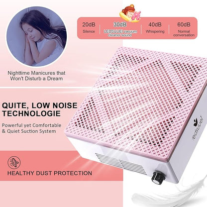 80W Nail Dust Collector LEDSUUEI: Super Powerful Dust Collector Nail Tech with Reusable Filter Adjustable Nail Vacuum Dust Collector Electric Dust Suction Machine for Acrylic Gel Nail Polishing