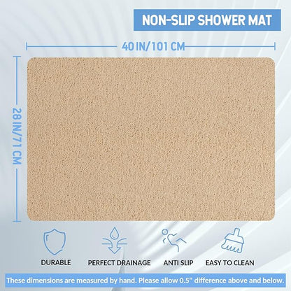 Hargiis Non-Slip Bathtub Mat, Anti Slip Shower Mat, Fast Drying Bathtub Mats, Foot Scrubber Mat, Anti Slip Mat for Tub, Floor, Bathroom, Kitchen, Home, Hotel (Beige 40"×28")