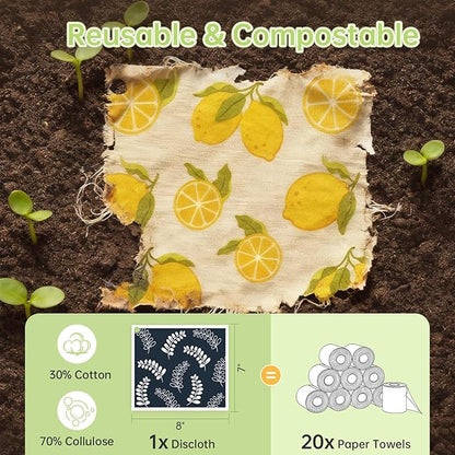 Swedish Dishcloths for Kitchen, 5 Pack Leaf Reusable Paper Towels with 3 Hooks, Washable Dish Cloth Set, Absorbent Cleaning Cloths for Home Washing Dishes Housewarming Gifts for Friend