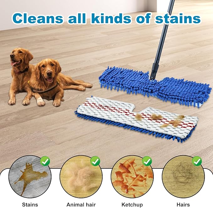 Mop Heads Replacements for O-Cedar Hardwood Floor 'N More 3-Action Mop, Mop Replace Head for O Cedar Hardwood Floor 'N More Microfiber Flip Mop, 2-Pack Dust Mop Heads Replacements for Ocedar